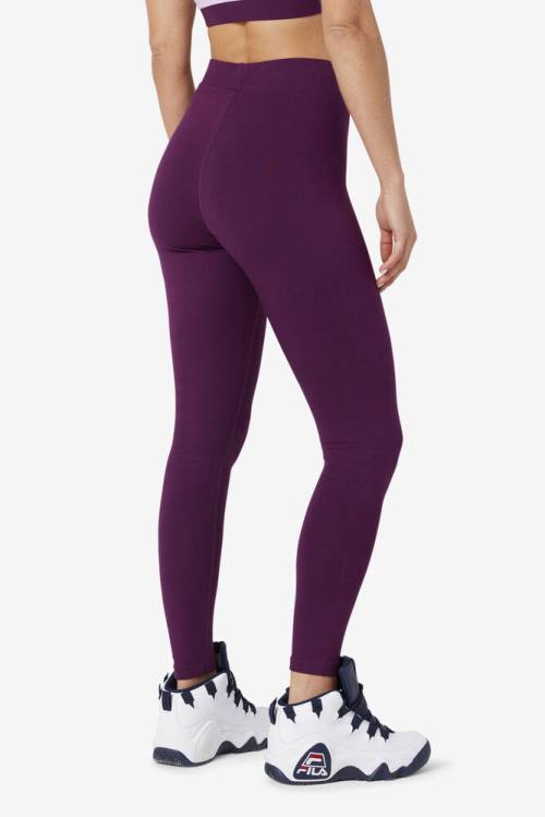 Burgundy Women's Fila Elora Leggings | Fila409IR