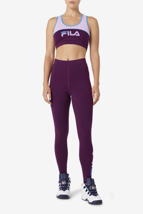 Burgundy Women's Fila Elora Leggings | Fila409IR