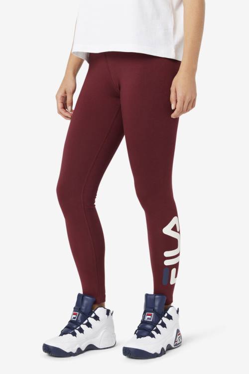 Burgundy Women's Fila Elora Leggings | Fila704MC