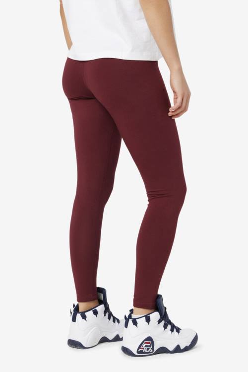 Burgundy Women's Fila Elora Leggings | Fila704MC