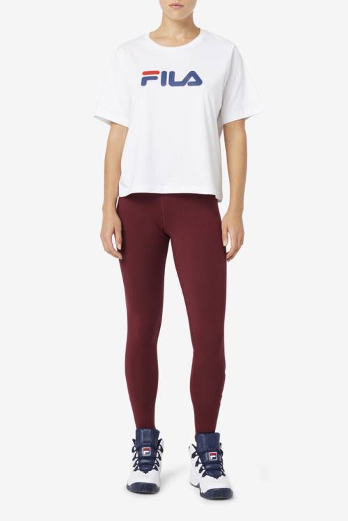 Burgundy Women's Fila Elora Leggings | Fila704MC