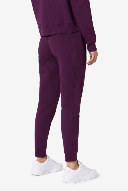 Burgundy Women's Fila Finley High Rise Quilted Jogger Pants | Fila708XH