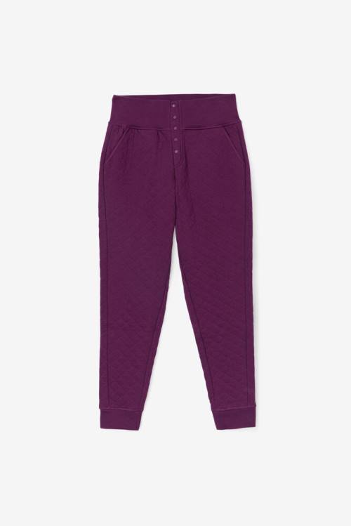 Burgundy Women\'s Fila Finley High Rise Quilted Jogger Pants | Fila708XH