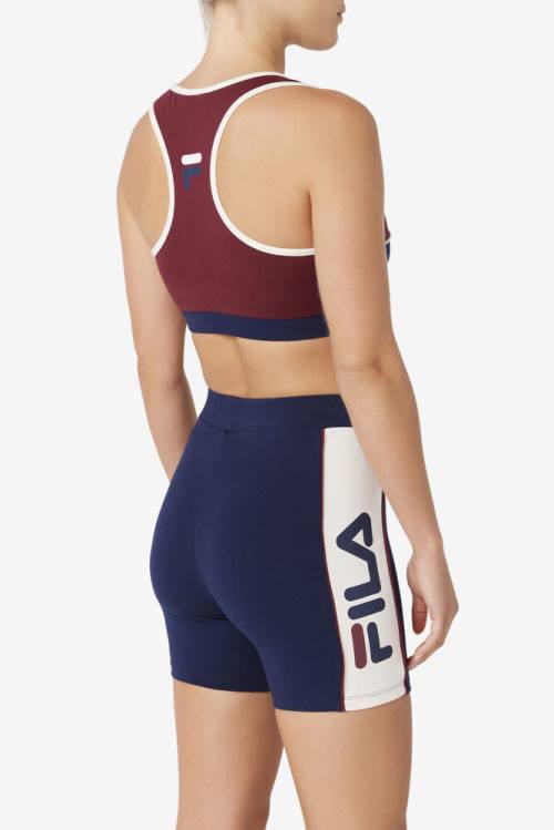 Burgundy Women's Fila Kairi Bra Sports Tops | Fila815WJ