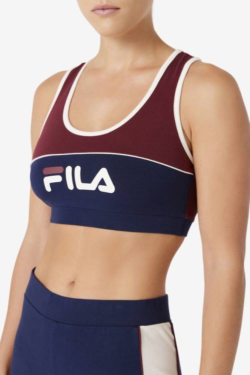 Burgundy Women's Fila Kairi Bra Sports Tops | Fila815WJ