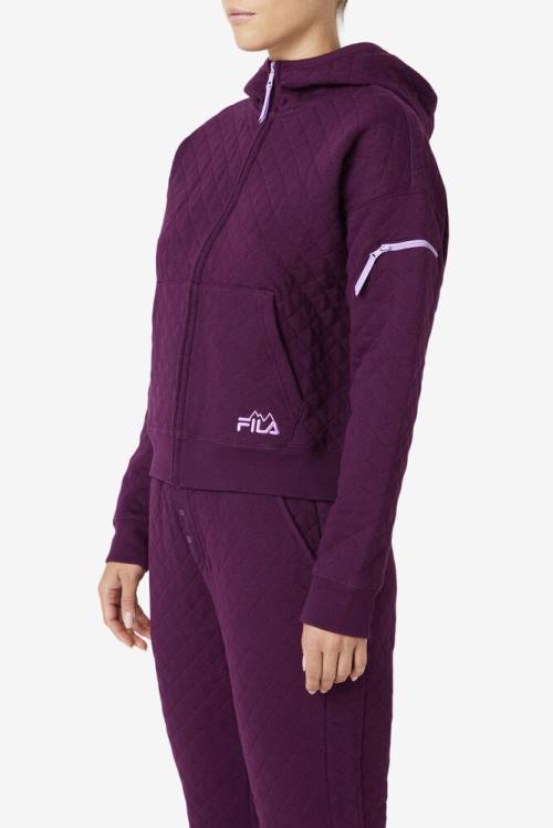 Burgundy Women's Fila Leilani Quilted Jackets | Fila371JU