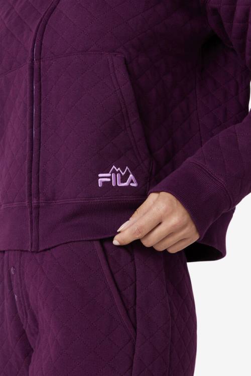 Burgundy Women's Fila Leilani Quilted Jackets | Fila371JU