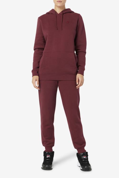 Burgundy Women's Fila Lylah Hoodie | Fila976GT