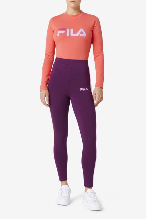 Burgundy Women's Fila Mercy Leggings | Fila703IT