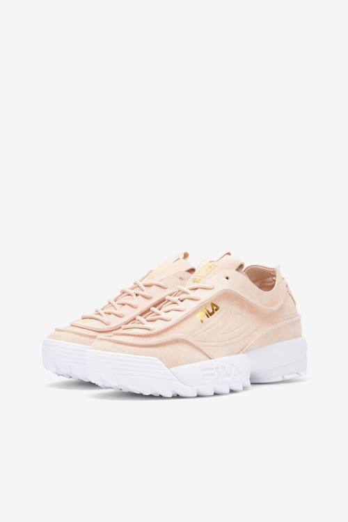 Coral / Metal Gold / White Women's Fila Disruptor 2 Deconstructed Sneakers | Fila831ZN