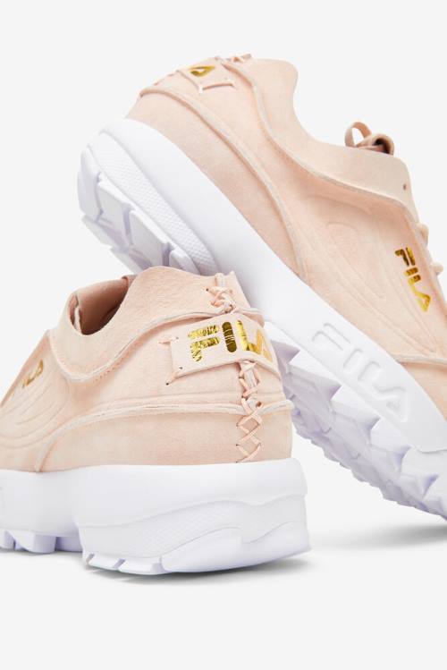 Coral / Metal Gold / White Women's Fila Disruptor 2 Deconstructed Sneakers | Fila831ZN