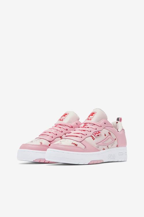 Coral Pink / White Women's Fila Lnx-100 Chain Stitch Sneakers | Fila649NE