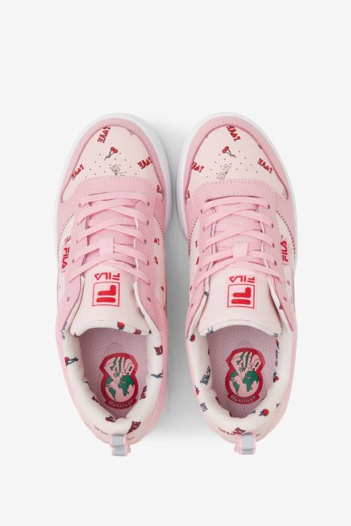 Coral Pink / White Women's Fila Lnx-100 Chain Stitch Sneakers | Fila649NE