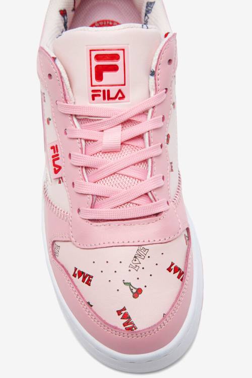 Coral Pink / White Women's Fila Lnx-100 Chain Stitch Sneakers | Fila649NE