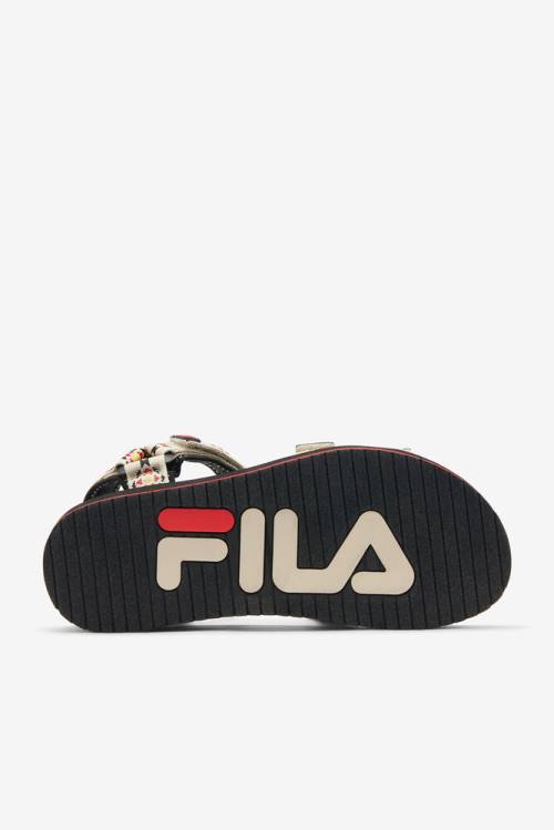 Cream / Black / Red Men's Fila Drifter Ts Sandals | Fila871ZJ