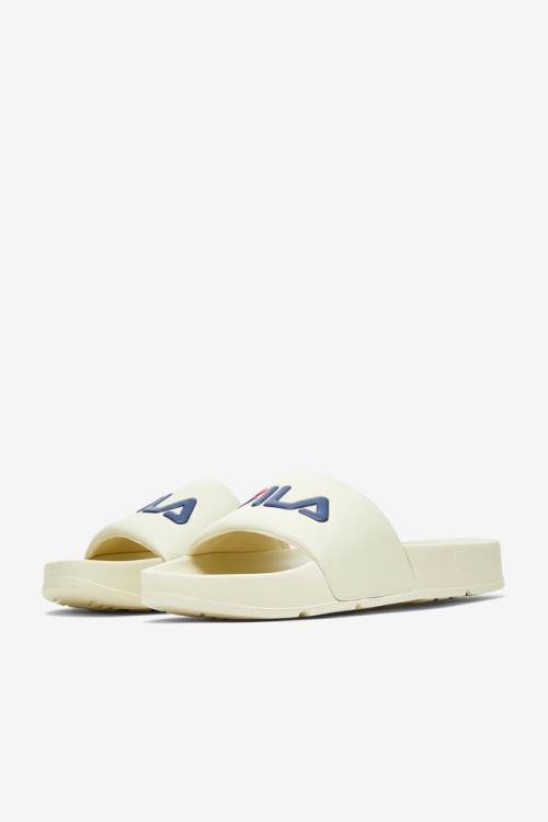 Cream / Navy / Red Men's Fila Drifter Slides | Fila093AC