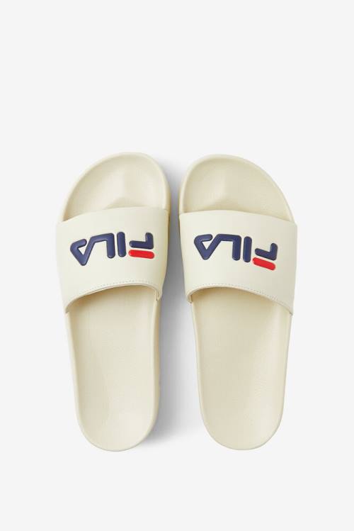 Cream / Navy / Red Men's Fila Drifter Slides | Fila093AC