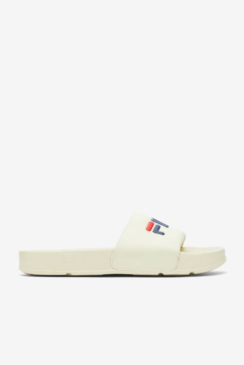 Cream / Navy / Red Men\'s Fila Drifter Slides | Fila093AC