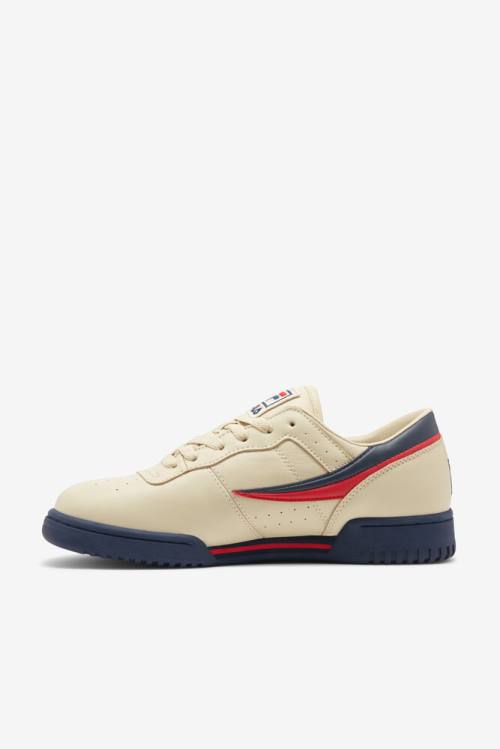 Cream / Navy / Red Men's Fila Original Fitness Sneakers | Fila507GZ