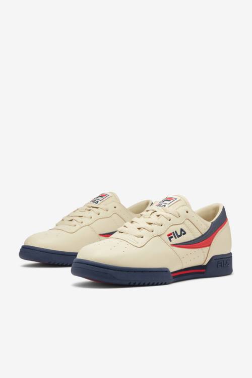 Cream / Navy / Red Men's Fila Original Fitness Sneakers | Fila507GZ