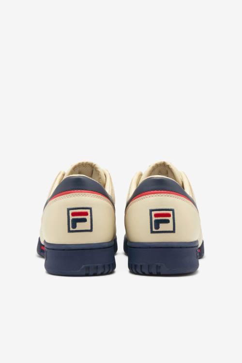 Cream / Navy / Red Men's Fila Original Fitness Sneakers | Fila507GZ