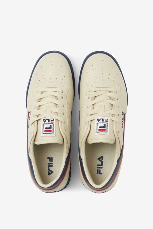 Cream / Navy / Red Men's Fila Original Fitness Sneakers | Fila507GZ