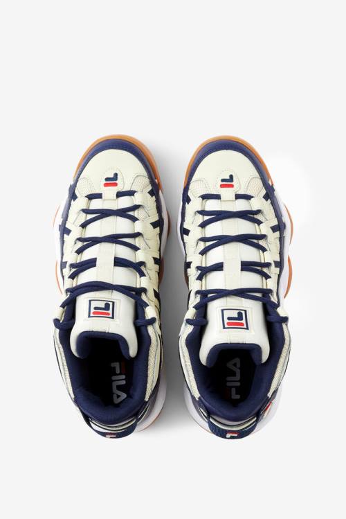 Cream / White / Navy Men's Fila Stackhouse Spaghetti Sneakers | Fila905GL