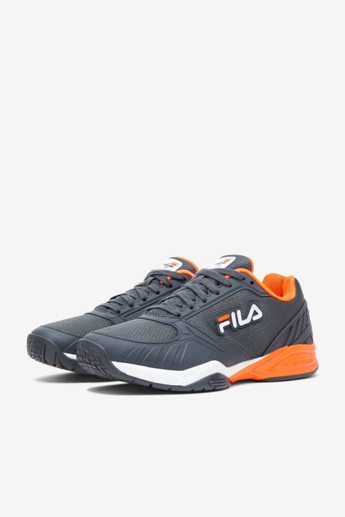 Dark Grey / White / Orange Men's Fila Volley Zone Sneakers | Fila563KZ