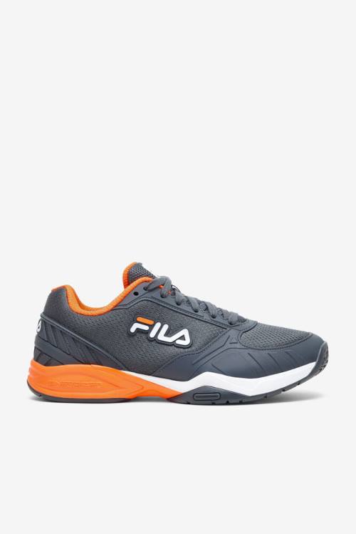 Dark Grey / White / Orange Men\'s Fila Volley Zone Sneakers | Fila563KZ