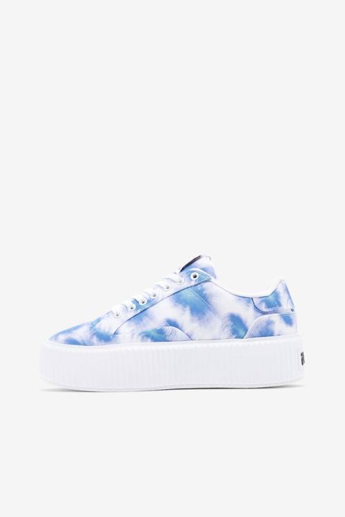 Deep Blue / White Women's Fila Sandblast Oversole Tie Dye Sneakers | Fila061XU