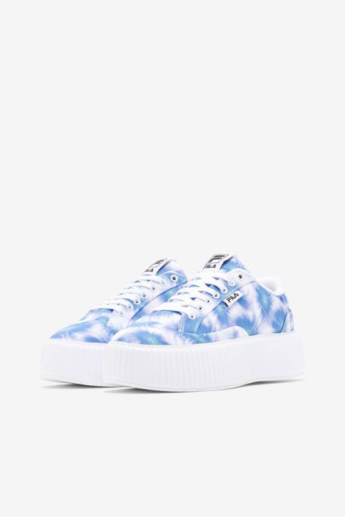 Deep Blue / White Women's Fila Sandblast Oversole Tie Dye Sneakers | Fila061XU