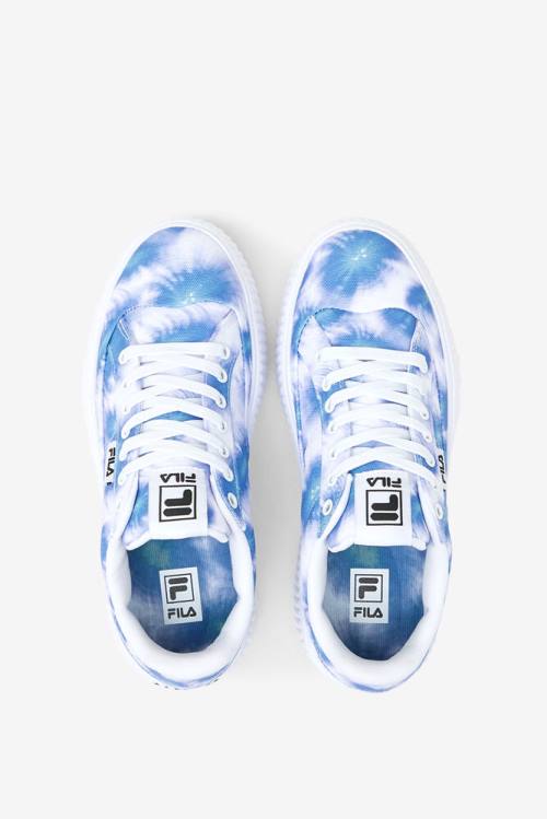 Deep Blue / White Women's Fila Sandblast Oversole Tie Dye Sneakers | Fila061XU