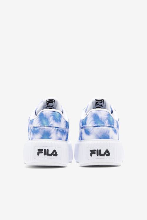 Deep Blue / White Women's Fila Sandblast Oversole Tie Dye Sneakers | Fila061XU