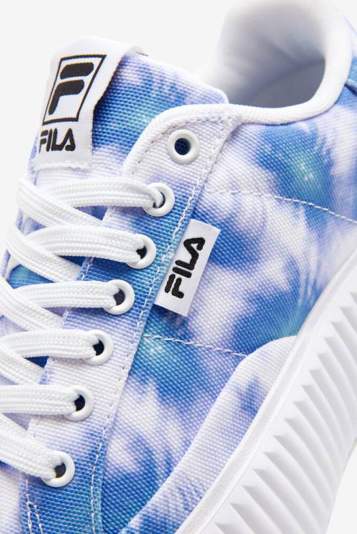 Deep Blue / White Women's Fila Sandblast Oversole Tie Dye Sneakers | Fila061XU