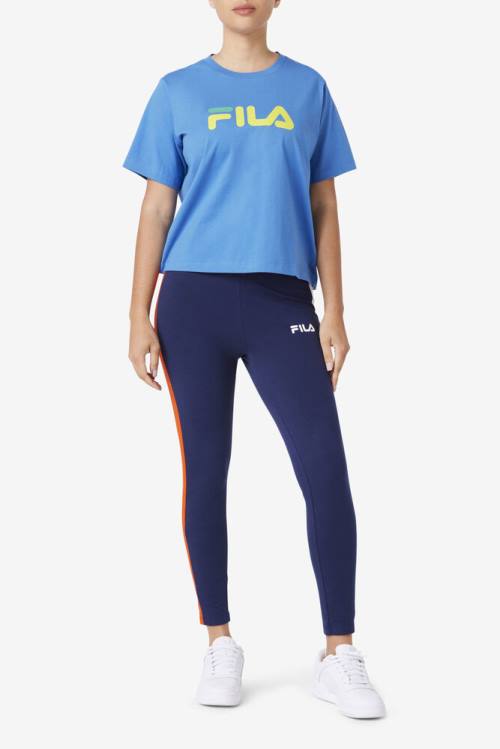 Deep Blue Women's Fila Thea Tee T Shirts | Fila130DS