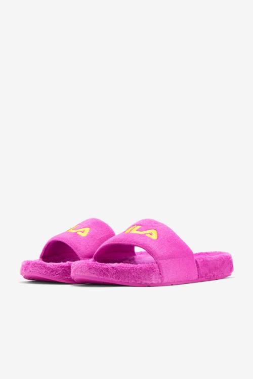 Fuchsia Purple / Yellow Men's Fila Terry Drifter Slides | Fila593GA