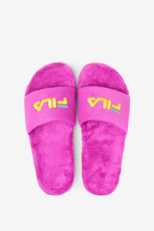 Fuchsia Purple / Yellow Men's Fila Terry Drifter Slides | Fila593GA