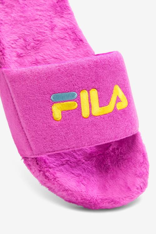 Fuchsia Purple / Yellow Men's Fila Terry Drifter Slides | Fila593GA