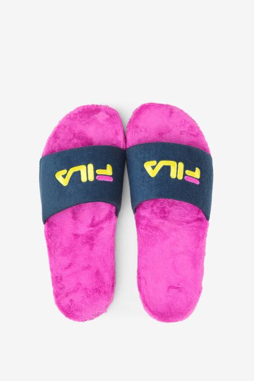 Fuchsia Purple / Yellow Women's Fila Terry Drifter Slides | Fila274PQ