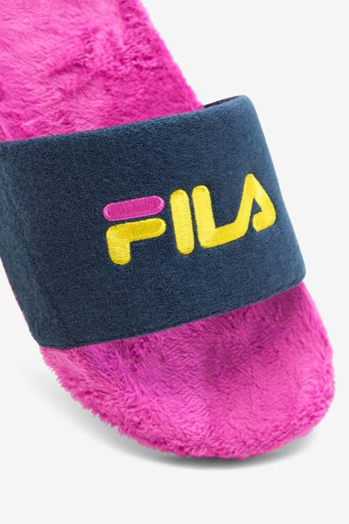 Fuchsia Purple / Yellow Women's Fila Terry Drifter Slides | Fila274PQ