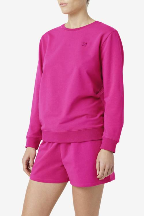 Fuchsia Women's Fila Kaydence Crew Sweatshirts | Fila314ZP