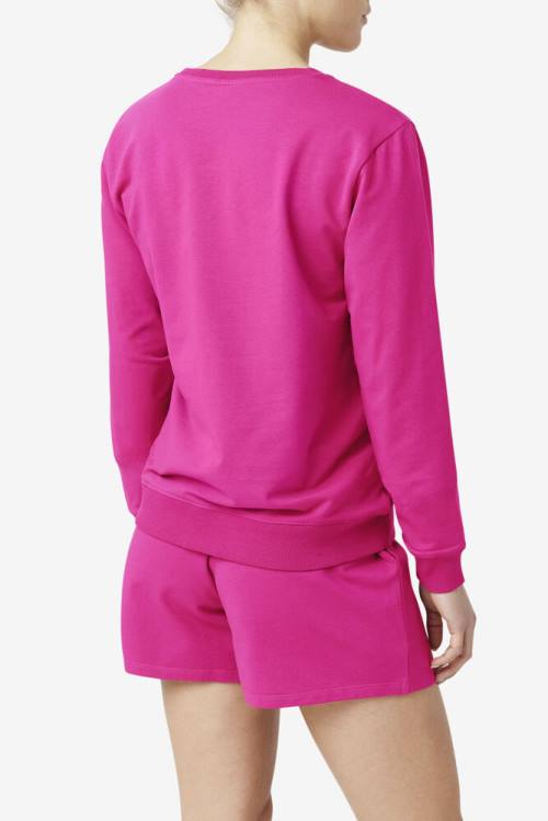 Fuchsia Women's Fila Kaydence Crew Sweatshirts | Fila314ZP