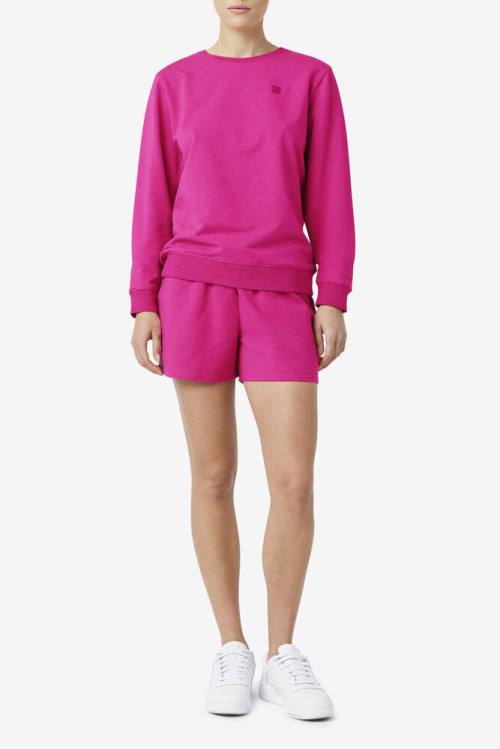 Fuchsia Women's Fila Kaydence Crew Sweatshirts | Fila314ZP