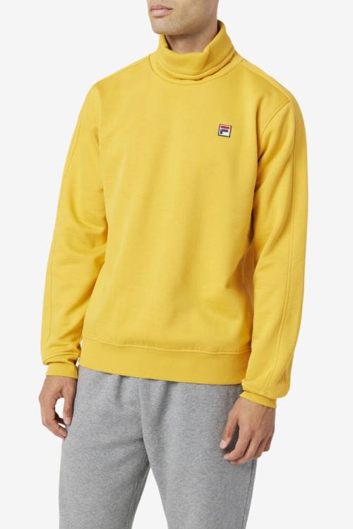 Gold Men's Fila Noah Fleece Turtleneck Sweatshirts | Fila328WV