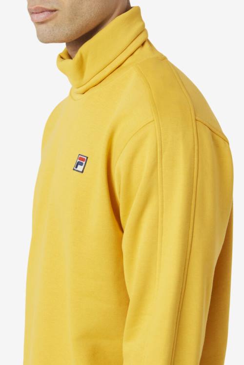 Gold Men's Fila Noah Fleece Turtleneck Sweatshirts | Fila328WV