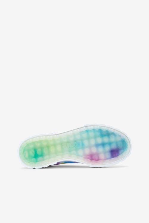 Green / Blue / White Women's Fila Sandblast Low Mottled Tie Dye Sneakers | Fila452QZ