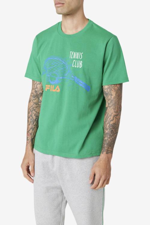 Green Men's Fila Derzan Tee T Shirts | Fila203JP