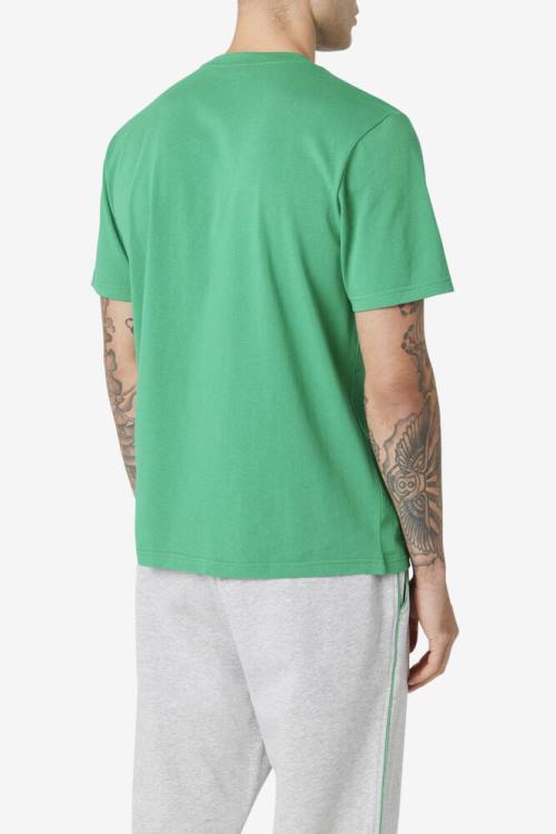 Green Men's Fila Derzan Tee T Shirts | Fila203JP