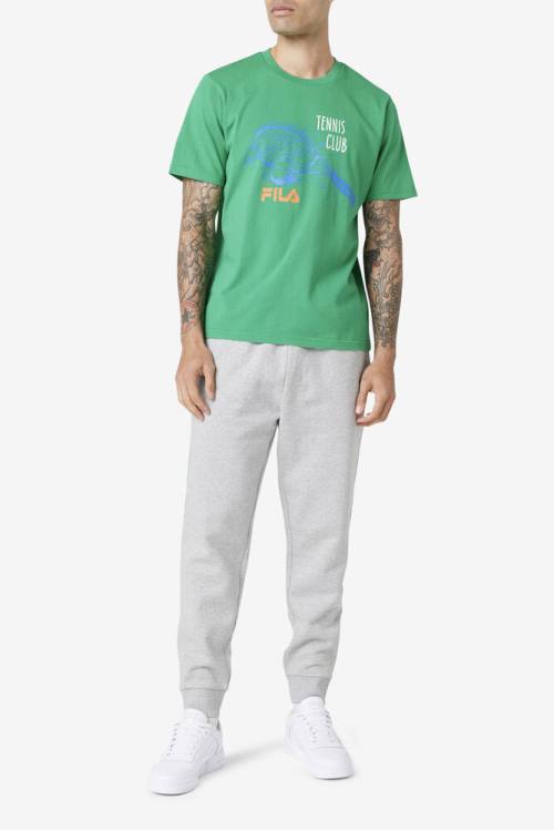 Green Men's Fila Derzan Tee T Shirts | Fila203JP