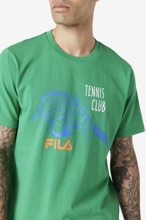 Green Men's Fila Derzan Tee T Shirts | Fila203JP